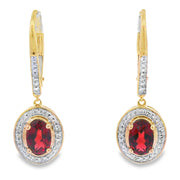 Bids.com 1.41ct Garnet Diamond Dangle Earrings 10KT Yellow Gold Earrings