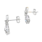 Bids.com Aquamarine Diamond Dangle Earrings 10KT White Gold Earrings