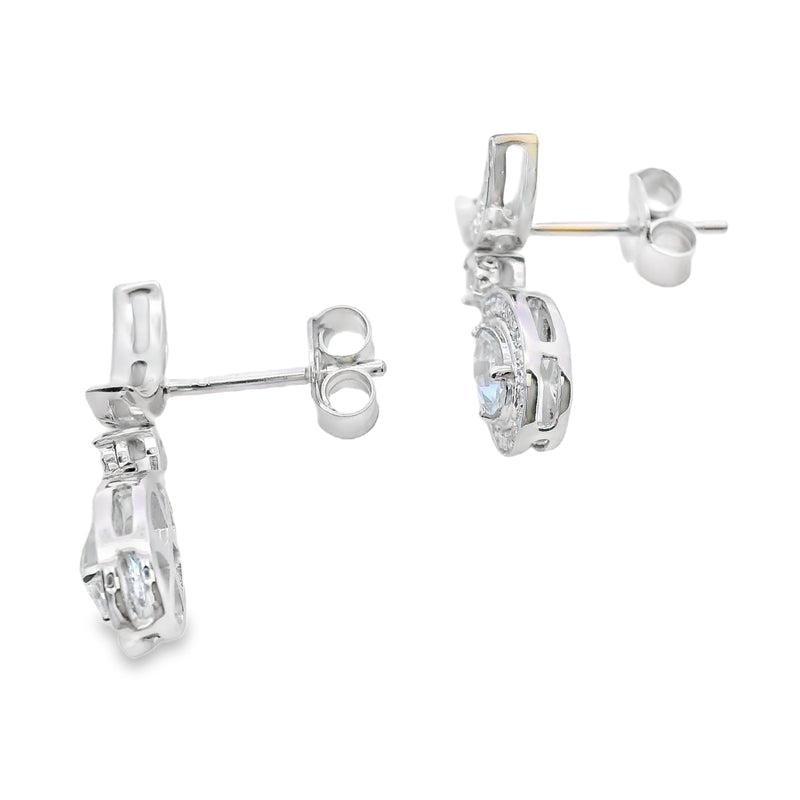 Bids.com Aquamarine Diamond Dangle Earrings 10KT White Gold Earrings