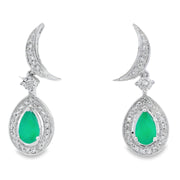 Bids.com Chalcedony Diamond Dangle Earrings 10KT White Gold Earrings