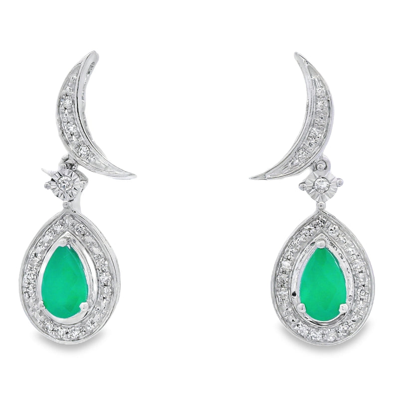 Bids.com Chalcedony Diamond Dangle Earrings 10KT White Gold Earrings
