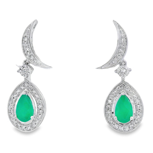 Bids.com Chalcedony Diamond Dangle Earrings 10KT White Gold Earrings