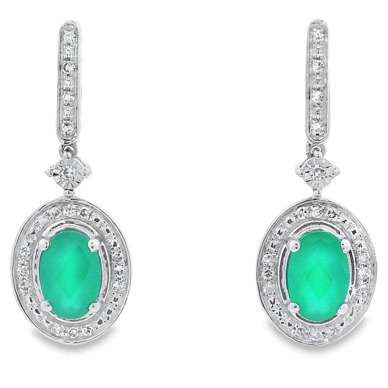 Bids.com Chalcedony Diamond Dangle Earrings 10KT White Gold Earrings White Smoke Default Title