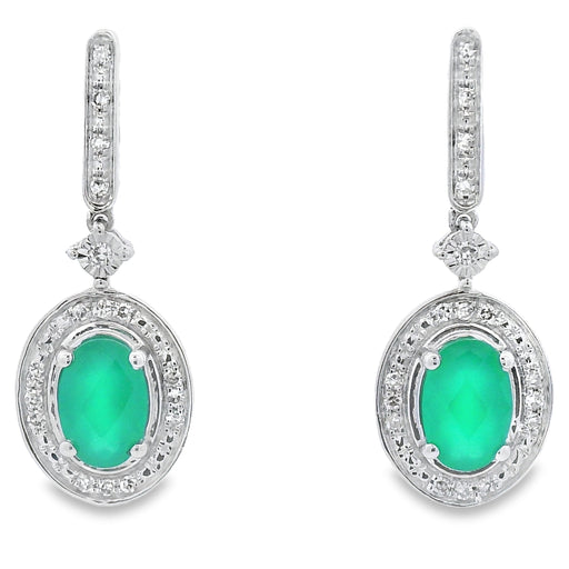 Bids.com Chalcedony Diamond Dangle Earrings 10KT White Gold Earrings White Smoke Default Title