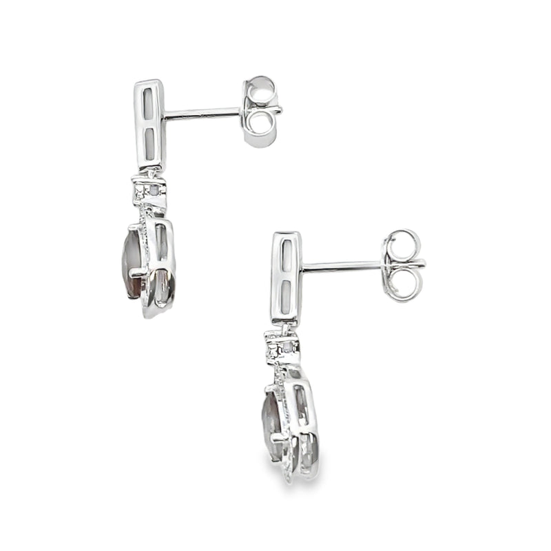 Bids.com .84ct Quartz Diamond Dangle Earrings 10KT White Gold Earrings