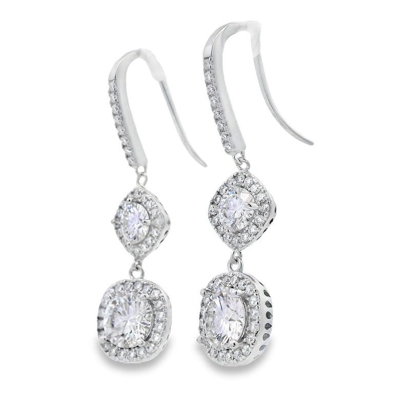 Bids.com 8.51ct Moissanite Dangle Earrings Sterling Silver Earrings