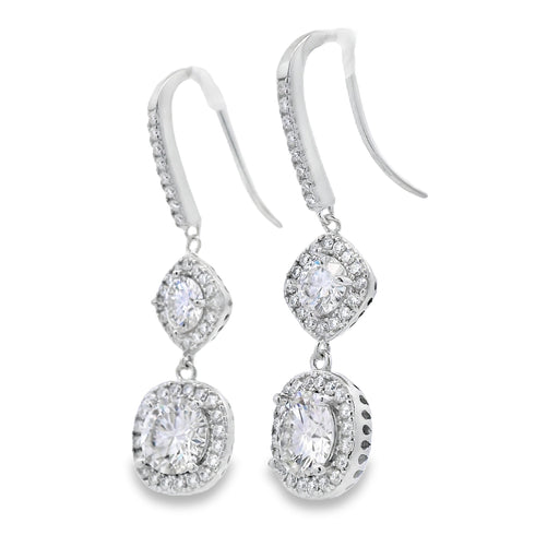 Bids.com 8.51ct Moissanite Dangle Earrings Sterling Silver Earrings