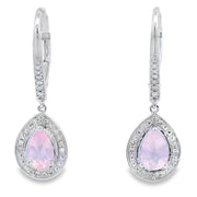 Bids.com Rose Quartz Diamond Dangle Earrings 10KT White Gold Earrings