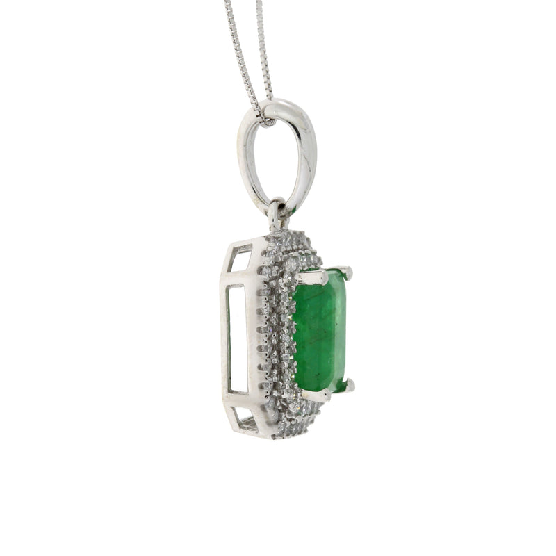 Bids.com 1.08ct Emerald Diamond Fashion Pendants 14KT White Gold Pendants