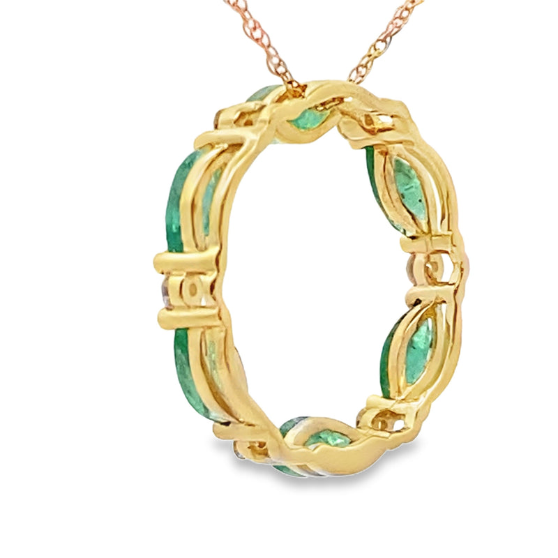 Bids.com Emerald Diamond Circle of Love Pendant 10KT Yellow Gold Pendants