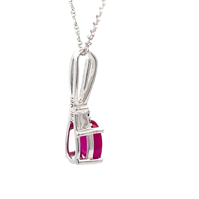 Bids.com .02ct Ruby Diamond Fashion Pendants 10KT White Gold Pendants