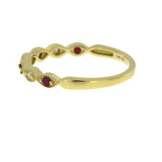 Bids.com .15ct Ruby Diamond Wedding Band Ring 14KT Yellow Gold Rings