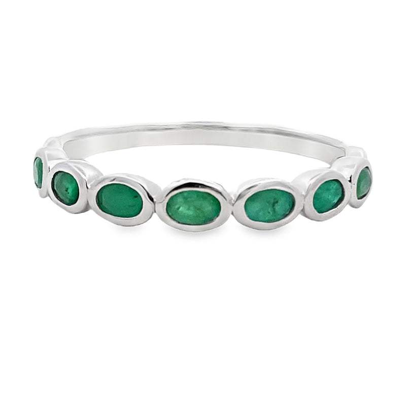 Bids.com .74ct Emerald Fashion band rings 14KT White Gold Rings