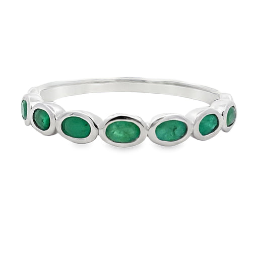 Bids.com .74ct Emerald Fashion band rings 14KT White Gold Rings