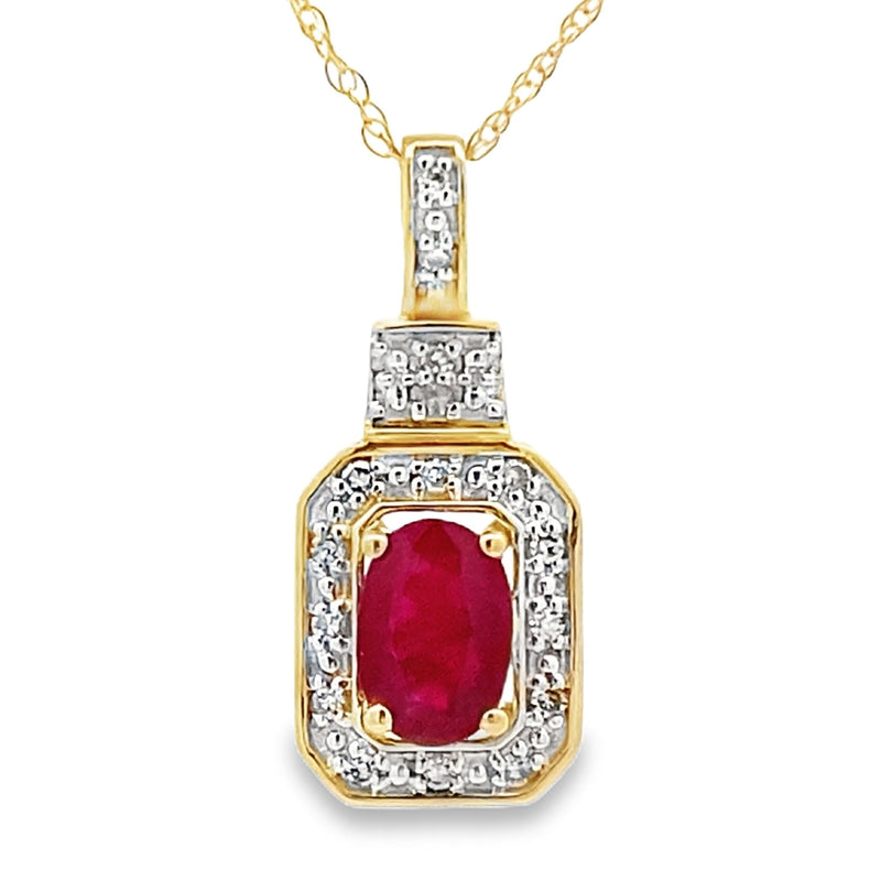 Bids.com .66ct Ruby Diamond Fashion Pendants 10KT Yellow Gold Pendants