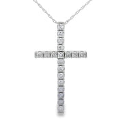 Bids.com .50ct Diamond Cross Religious Pendant 14KT White Gold Pendants