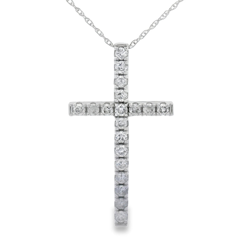 Bids.com .50ct Diamond Cross Religious Pendant 14KT White Gold Pendants
