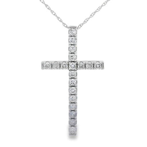 Bids.com .50ct Diamond Cross Religious Pendant 14KT White Gold Pendants