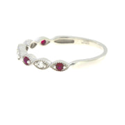 Bids.com .15ct Ruby Diamond Wedding Band Ring 14KT White Gold Rings