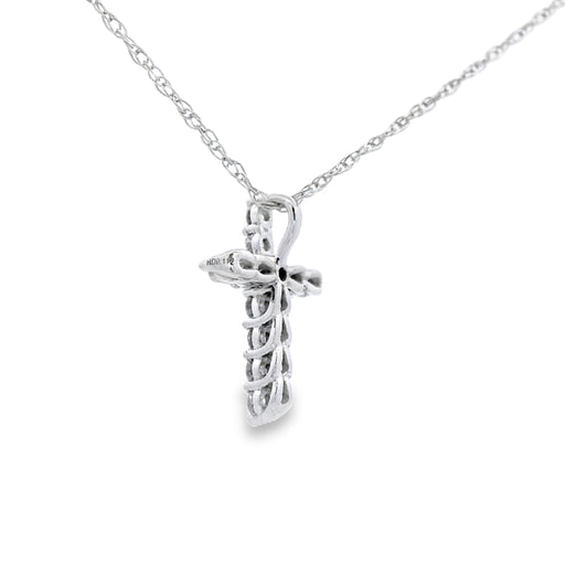 Bids.com .11ct Diamond Cross Religious Pendant 14KT White Gold Pendants