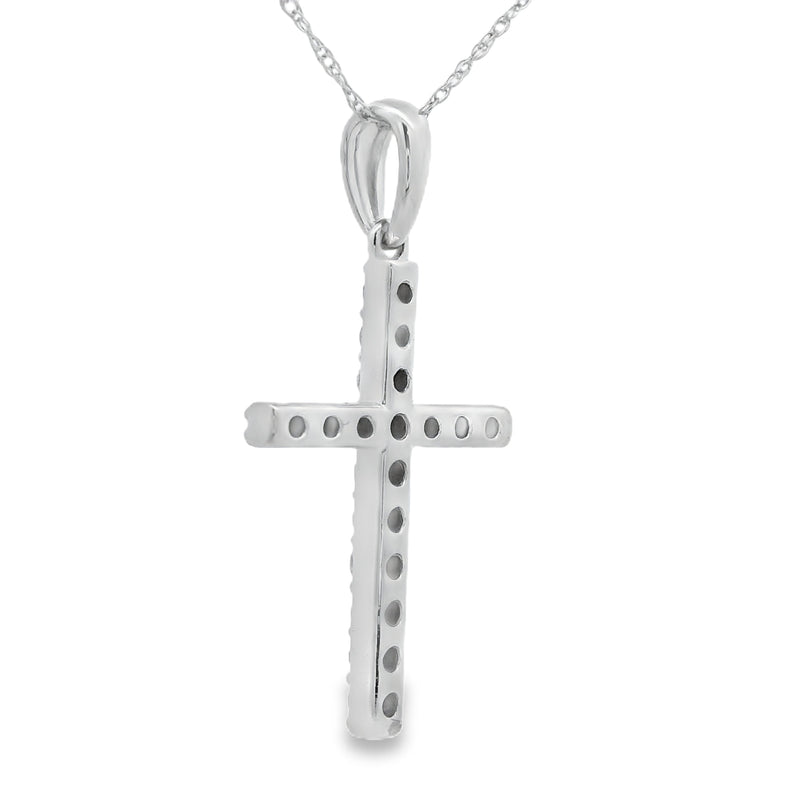 Bids.com .45ct Diamond Cross Religious Pendant 14KT White Gold Pendants