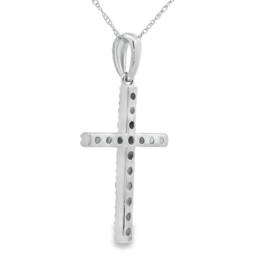 Bids.com .45ct Diamond Cross Religious Pendant 14KT White Gold Pendants