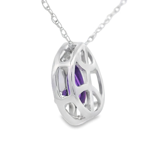 Bids.com .37ct Amethyst Diamond Fashion Pendants 10KT White Gold Pendants