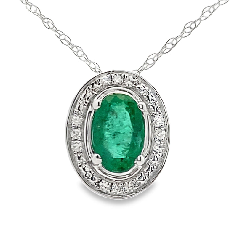 Bids.com .46ct Emerald Diamond Fashion Pendants 10KT White Gold Pendants