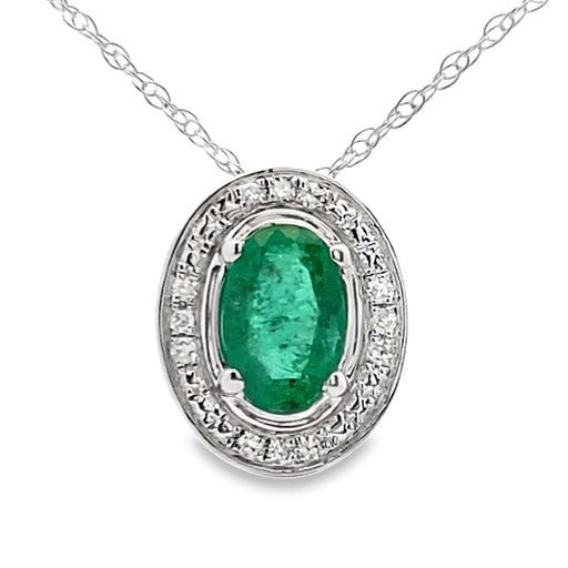 Bids.com .46ct Emerald Diamond Fashion Pendants 10KT White Gold Pendants