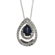 Bids.com .75ct Sapphire Diamond Fashion Pendants 14KT White Gold Pendants