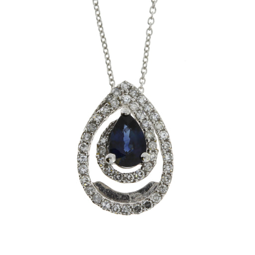 Bids.com .75ct Sapphire Diamond Fashion Pendants 14KT White Gold Pendants
