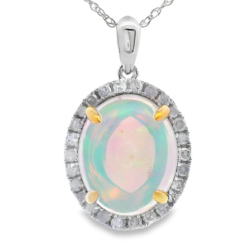 Bids.com 2.39ct Opal Diamond Fashion Pendants 10KT White Gold Pendants White Smoke 18