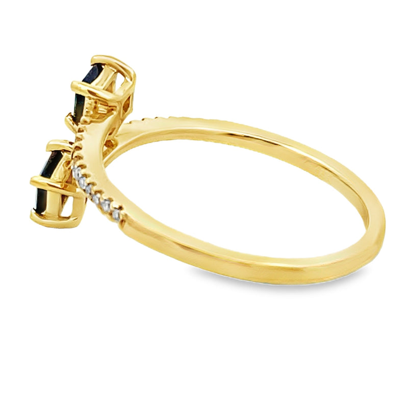 Bids.com .61ct Sapphire Diamond Ring 14KT Yellow Gold Rings