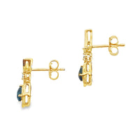 Bids.com London Blue Topaz Dangle Earrings 10KT Yellow Gold Earrings