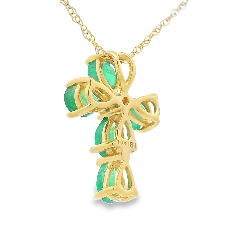 Bids.com .52ct Emerald Cross Religious Pendant 10KT Yellow Gold Pendants