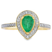 Bids.com .42ct Emerald Diamond Ring 10KT Yellow Gold Rings