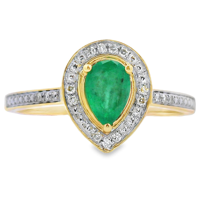 Bids.com .42ct Emerald Diamond Ring 10KT Yellow Gold Rings