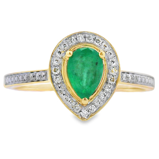 Bids.com .42ct Emerald Diamond Ring 10KT Yellow Gold Rings