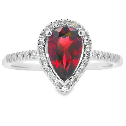 Bids.com 1.28ct Garnet Diamond Ring 14KT White Gold Rings