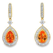 Bids.com .89ct Citrine Diamond Dangle Earrings 10KT Yellow Gold Earrings