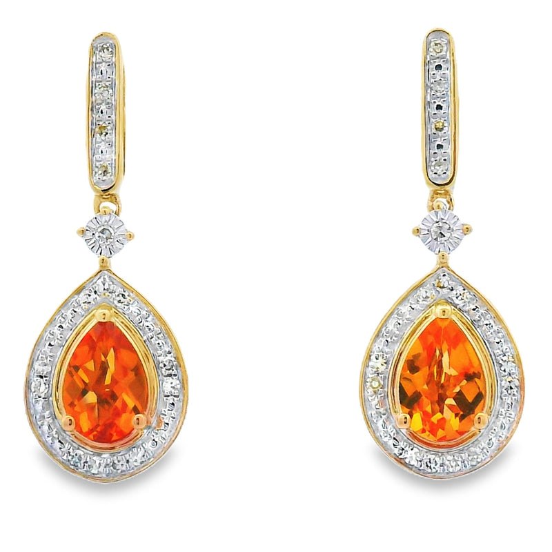 Bids.com .89ct Citrine Diamond Dangle Earrings 10KT Yellow Gold Earrings