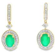 Bids.com Chalcedony Diamond Dangle Earrings 10KT Yellow Gold Earrings