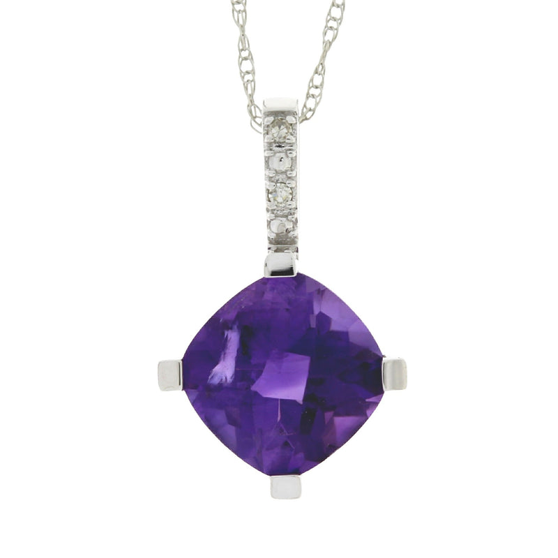 Bids.com Amethyst Diamond Fashion Pendants 10KT White Gold Pendants