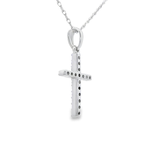 Bids.com .10ct Diamond Cross Religious Pendant 14KT White Gold Pendants