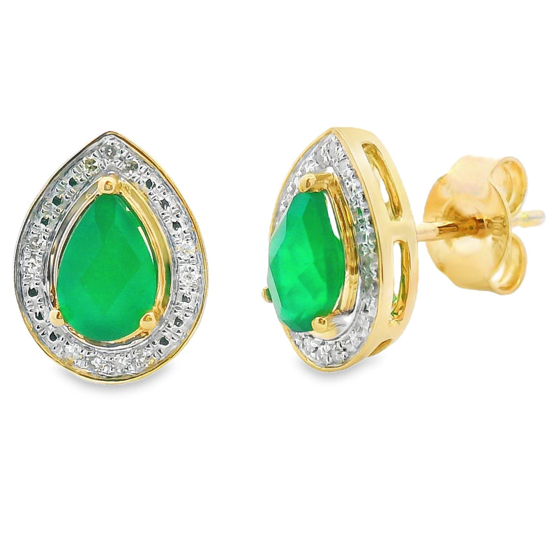 Bids.com Chalcedony Diamond Dangle Earrings 10KT Yellow Gold Earrings