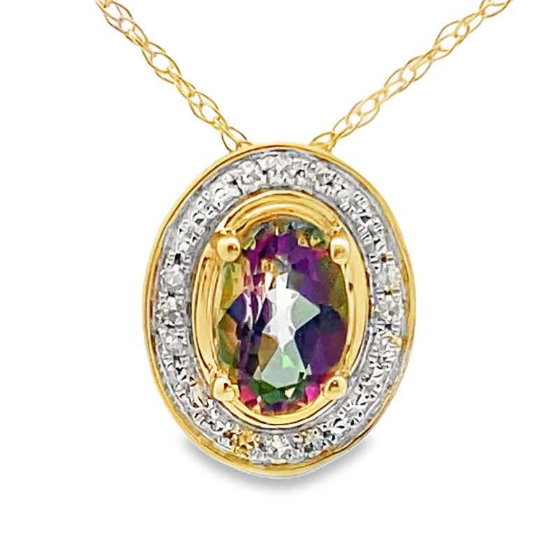 Bids.com Mystic Fire Topaz Fashion Pendants 10KT Yellow Gold Pendants