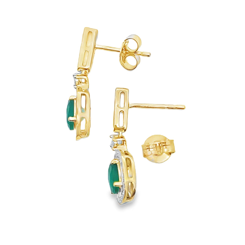 Bids.com Chalcedony Diamond Dangle Earrings 10KT Yellow Gold Earrings