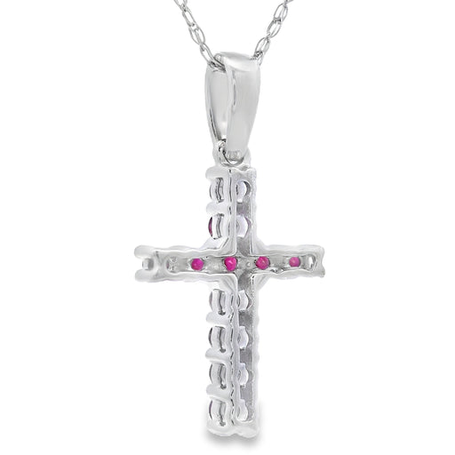 Bids.com .29ct Ruby Cross Religious Pendant 14KT White Gold Pendants