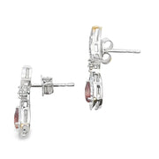 Bids.com .62ct Garnet Diamond Dangle Earrings 10KT White Gold Earrings