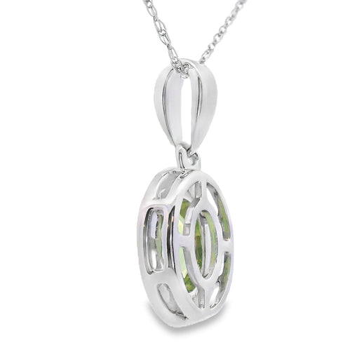 Bids.com .50ct Peridot Diamond Fashion Pendants 10KT White Gold Pendants